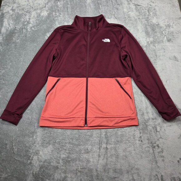 North Face Jacket Womens Large 100 Cinder Deep Garnet Red Full Zip Hiking Casual - Picture 1 of 9